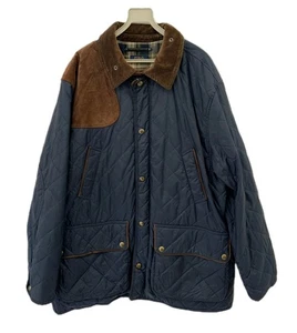 Polo Ralph Lauren Quilted Hunting Barn Jacket XL Navy Suede Shoulder #92 - Picture 1 of 17