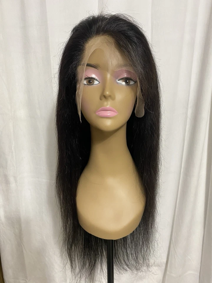 Peluca frontal de encaje 30 pulgadas 13x6 HD cabello humano liso sin pegamento pre-arrancado negra Foto 1 de 4