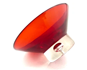 Ciotola Mid-Century rossa e trasparente in vetro artistico base a bolla 2,5"T x5,75"W Art Deco Svezia - Foto 1 di 11