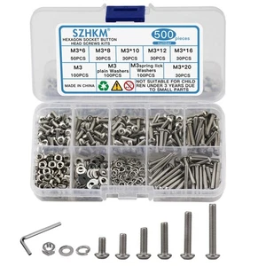 500pcs M3 Nuts and Bolts Assortment Stainless Steel Machine Screws Metric Scr... - Picture 1 of 9