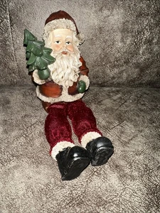 Vintage Shelf Sitter Santa Figurine Holding A Small Christmas Tree 5 1/2” - Picture 1 of 5