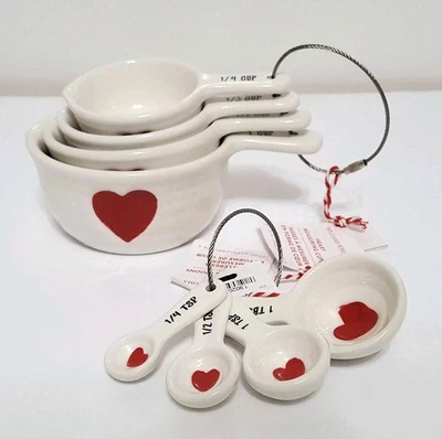 Williams Sonoma 8 PC Heart Measuring Cup & Spoon Set NEW Valentines Love - Image 1 of 4