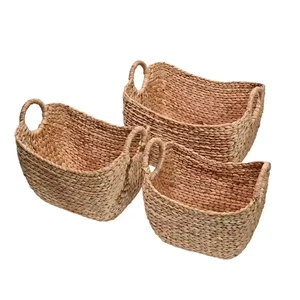 Nellie 17.32 In. X 14.57 In. Farmhouse Wood/Hyacinth Storage Boat Decorative Bas - Picture 1 of 7