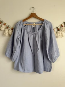 Top Pact Coastal Doble Gasa Cuello Redondo Azul Hortensia Relajado Básicos Cómodo S - Imagen 1 de 11