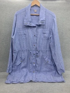 Chico’s Linen Jacket Size 4 (XXL 20/22) Light Blue Pockets Casual Beach Comfy - Picture 1 of 13