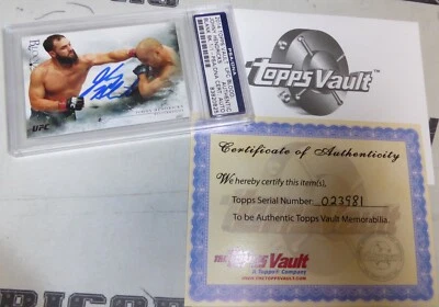 Tarjeta firmada por Johny Hendricks 2014 Topps UFC Bloodlines parte posterior en blanco 1/1 certificado de autenticidad PSA/DNA Foto 1 de 4