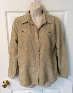 Sag Harbor Petite Damengröße 8P hellsalbeigrün bestickt Top Bluse - Bild 1 von 6