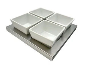 CHEF-HUB 4 POT RELISH SERVER FOR CHUTNEY, DIPS & SAUCES INDIAN RESTAURANTS STYLE - Picture 1 of 10