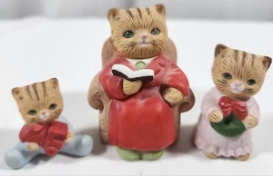 Vintage Homko Kitty Cat Christmas Family Set Of 3 Figurines Home Interiors - Picture 1 of 10