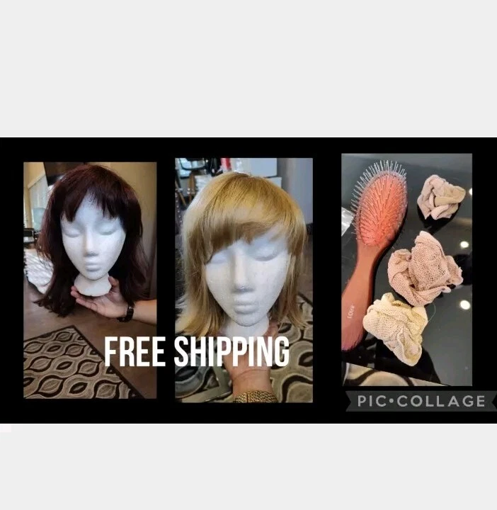 2 pelucas sintéticas rubias rojas con tapas de cepillo Foto 1 de 4