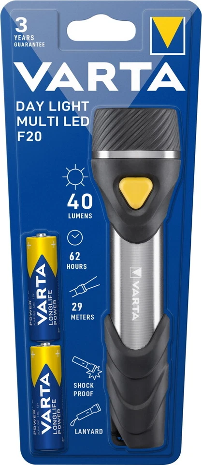 Varta Taschenlampe LED Day Light Multi LED F20 inkl. 2x AA Batterien 16632