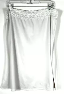 Vassarette White Half Slip Sz 2XL Elastic Lace Waist Slit Nylon 24" - Picture 1 of 5