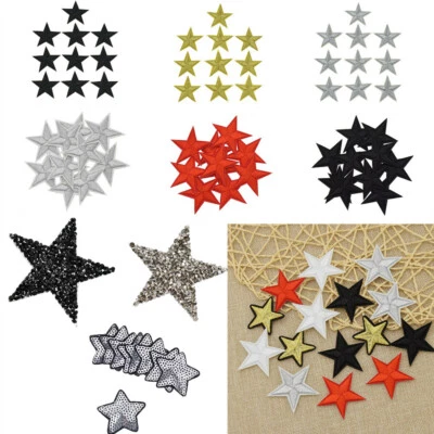 10x Stars Embroidery Sequins Patches Sew on Clothes Jeans Bag Applique DIY Decor - Image 1 of 4