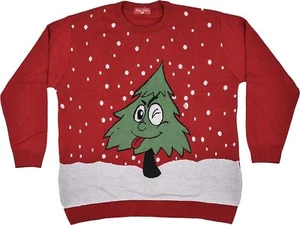 Naughty Árbol de Navidad Rojo Navidad Jersey Hombres Big Papa Talla 3XL a 7XL - Imagen 1 de 2
