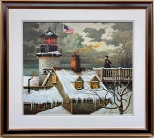 Charles Wysocki "Hope Your Seas Are Calm" FRAMED Hand Signed & # Lighthouse Art - Picture 1 of 4