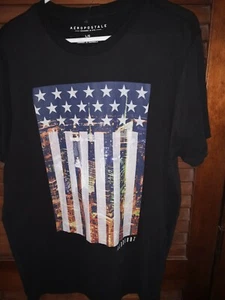 NEW Aeropostale Mens BLACK NY 1987  short  Sleeve cotton  Shirt L - Picture 1 of 3