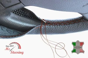 FOR ALFA ROMEO 1900 Bsprint 50-59 BLACK PERF LEATHER STEERING WHEEL COVER BROWN - Picture 1 of 6