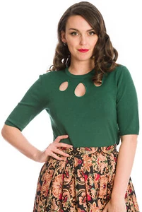 Jersey Banned MARILYN Cut-Out verde oscuro Rockabilly - Imagen 1 de 3