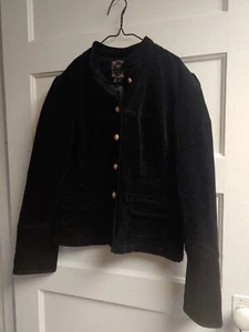Vintage velvet black jacket; size L - Picture 1 of 3