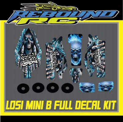 losi mini b 1/16th body graphics kit  /decal /sticker  standard body wing wheels - Image 1 of 2
