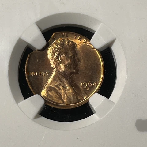 1964 D 1C ERROR NGC MS 65 RD 10% CURVED CLIP PENNY Cover