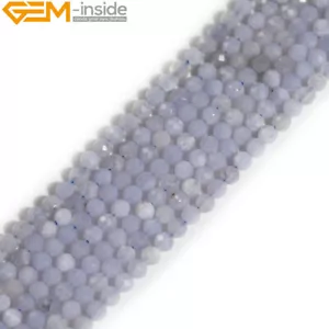 Distanziatore tondo gemme calcedonio blu sfaccettato naturale perline gioielli 15" 2mm 3mm 4mm - Foto 1 di 17