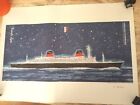 Paquebot FRANCE Affiche ddicace par BOUVARD TRANSATLANTIQUE FRENCH LINE