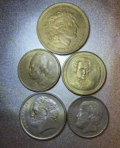 Greece 1986-1998 Coins 2, 5, 10, 20, 100 Drachma - Picture 1 of 2