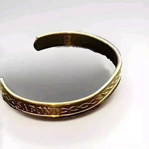 VINTAGE SABONA LONDON PATENT USA COPPER GOLD PLATE SIGNED MONOGRAM CUFF BRACELET - Picture 1 of 10