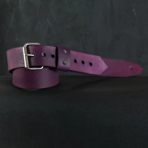 Leather Guitar Strap. Adjustable BUCKLE. 2 inches Wide. Deep Violet - Picture 1 of 9