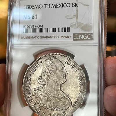 1806 MO TH México 8 Reales NGC MS61 OH MY WORLD COIN 😱NGC Superior aos outros - Imagem 1 de 4