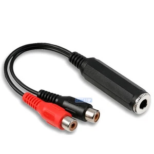 6.35mm Mono 1/4" Jack Socket to Twin 2 x Phono RCA Female Adapter Cable 15cm - Picture 1 of 1