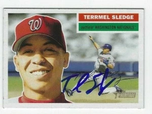 Terrmel Sledge Autographed 2005 Topps Heritage Signed Card #337 Nationals - Picture 1 of 1