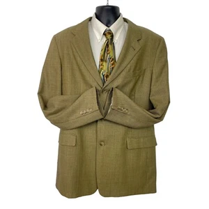 Vintage Hart Schaffner Marx Brown Sports Coat Jacket Windowpane Blazer Mens 46L - Picture 1 of 9