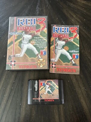 Sega Genesis Game R.B.I. Baseball 3 CIB Complete In Box  - Image 1 of 4
