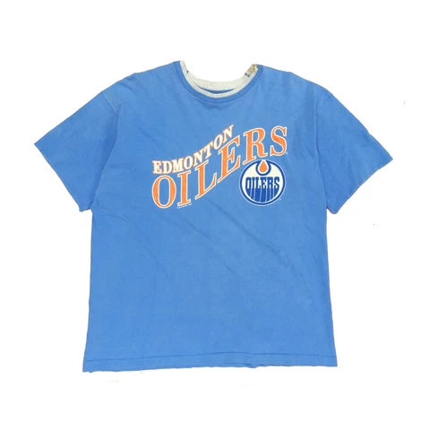 Vintage Edmonton Oilers Talkin Proud T-Shirt Size XL Blue 1993 90s NHL Cover