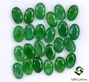 7.80 Cts Certified Natural Emerald Oval Cut 5x3 mm Lot 35 Pcs Loose Gemstones - Picture 1 of 5
