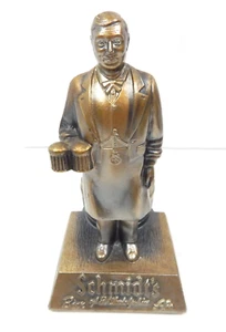 Statua pubblicitaria metallo 6H Schmidt's Beer Bartender Barkeep Pot Coronet - Foto 1 di 7