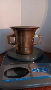 Antique Heavy Lathed Brass Apothecary Mortar or Desk PEN PENCIL HOLDER ETC. VGC  - Picture 1 of 10