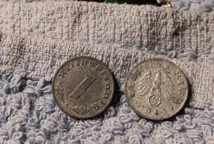 2 Dañados Segunda Guerra Mundial 1 Reichspfennig, Alemania, ¡¡ver fotos!!   1943 y 1942 - Imagen 1 de 19