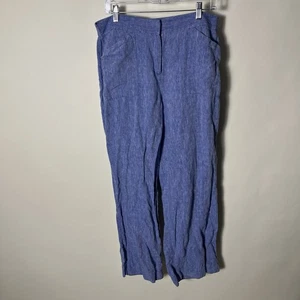 Pantalone pantalone Chico’s 100% lino blu chiaro taglia 1,5 med 10 donna usato in ottime condizioni - Foto 1 di 4