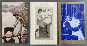 Lot of 3 Victorian Risque Bathing Beauty w/Dog, Spooners Delight, Brace Up a Bit - Picture 1 of 8