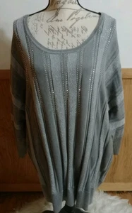 Suéter para mujer A Love Story talla grande manga 3X 3/4 brillante acanalado suave nuevo con etiquetas - Imagen 1 de 9