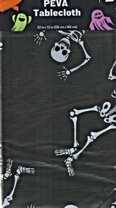 PEVA Tablecloth 52" x 72" Halloween-Themed Skeleton - Picture 1 of 2