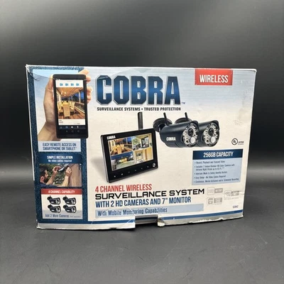 Cobra 7" Wireless Surveillance System Receiver W/ Power Cable 63842 W/ 2 CAMERAS - Image 1 of 4