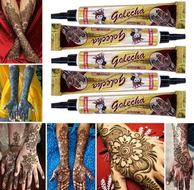 5x Golecha Henna Kegel (Cone) rot á 25g für Mehndi Tattoo - 125g