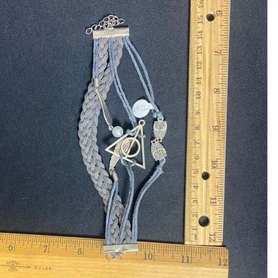 Harry Potter Inspired Deathly Hallows Bracelet – Multi-Strand Suede Boho Owls - Image 1 of 2