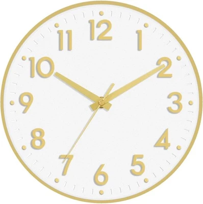 Reloj de Pared Dorado 8 Pulgadas, Funciona con Pilas, Silencioso Sin Marcos, Moderno, Analógico Foto 1 de 4