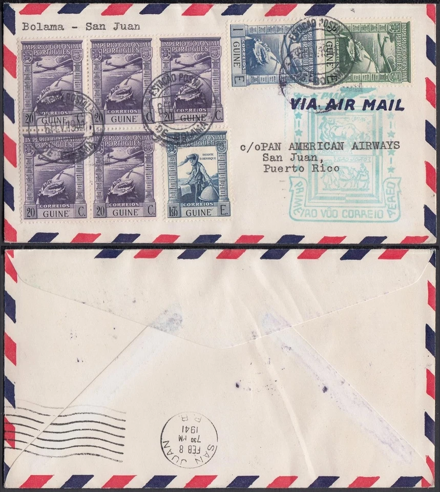 Portuguese Guinea 1941-FDC Airmail Cover to Puerto Rico from Bolama.(VG) MV-7701 - Image 1 of 1