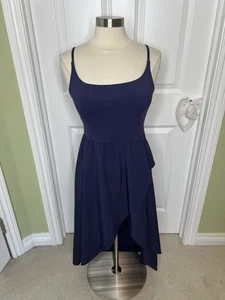 Halara Breezeful Dress Asymmetric Crossover Hem Flowy Blue Midi NWT Size M - Picture 1 of 8